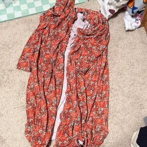 LuLaRoe Red Floral Open Front Cardigan